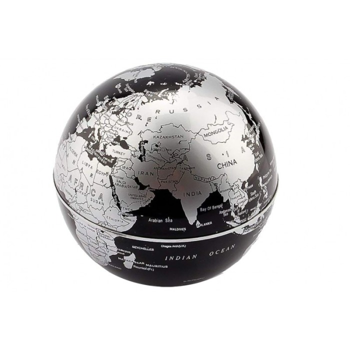 Glob pamantesc Grey Earth ,magnetic si plutitor, se roteste, decoratiune, design realist si modern, iluminare LED,18 x 18 cm,neg [6]