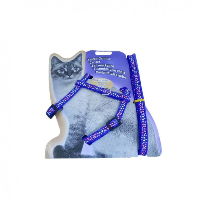 Ham cu lesa Jazzie, pentru pisici, iepuri si dihori de dimensiuni mici, marime ajustabila,design modern,albastru [6]
