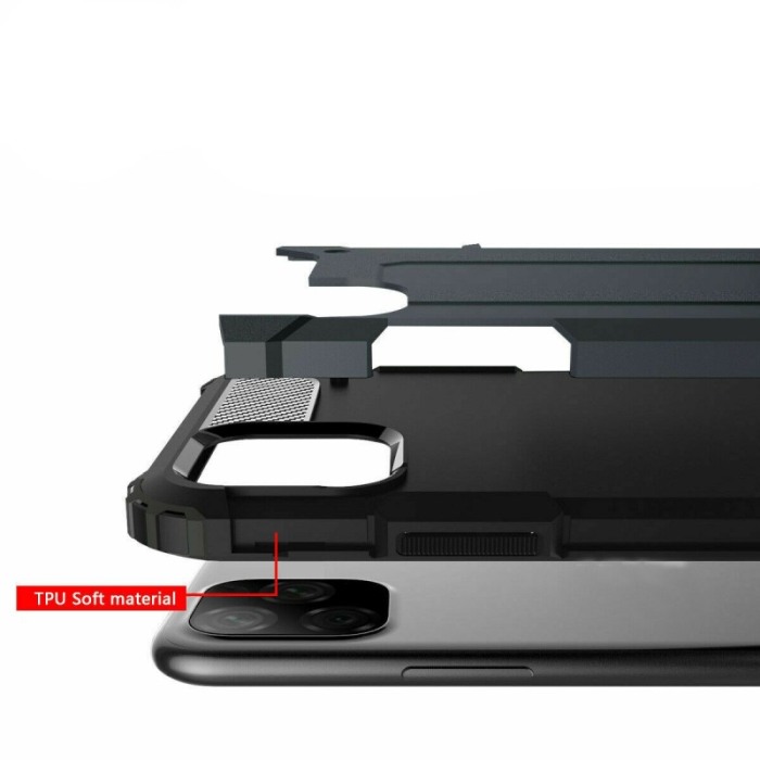 Husa antisoc pentru Samsung Galaxy S20 , tip armura, margini iesite in relief, negru, Doty [4]