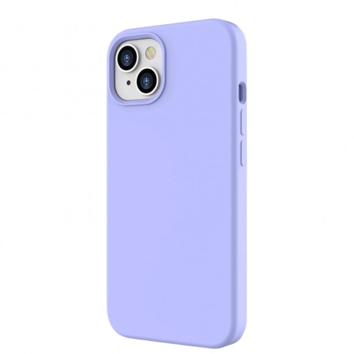 Husa compatibila cu iPhone 13 din silicon, captusita cu microfibra, mov deschis, marime 6.1 inch, Doty [1]