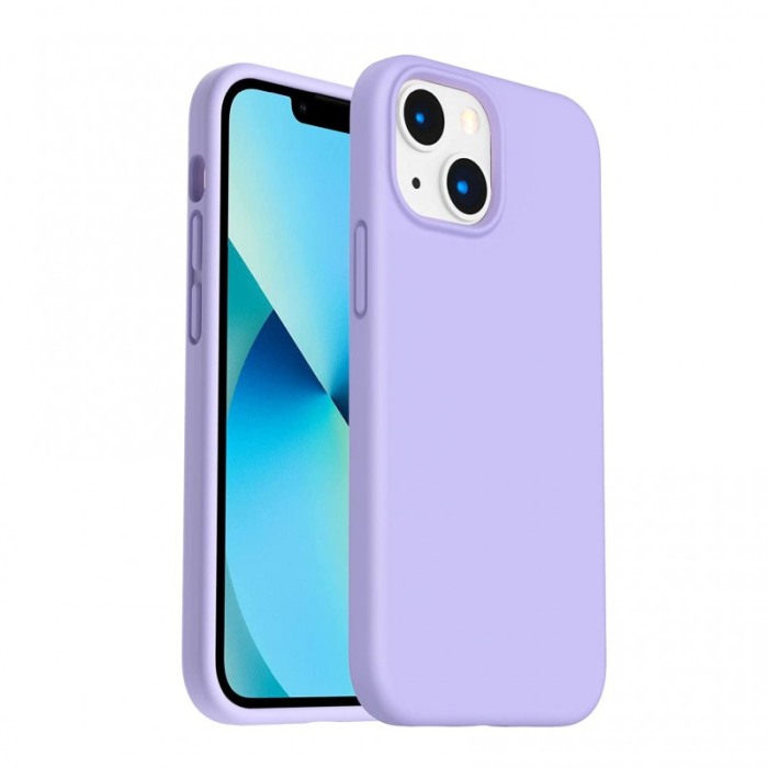 Husa compatibila cu iPhone 13 MIni din silicon, captusita cu microfibra, design modern, mov deschis, marime 5.4 inch [5]