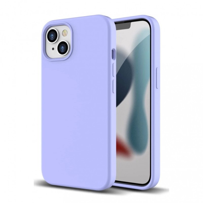 Husa compatibila cu iPhone 13 MIni din silicon, captusita cu microfibra, design modern, mov deschis, marime 5.4 inch [2]