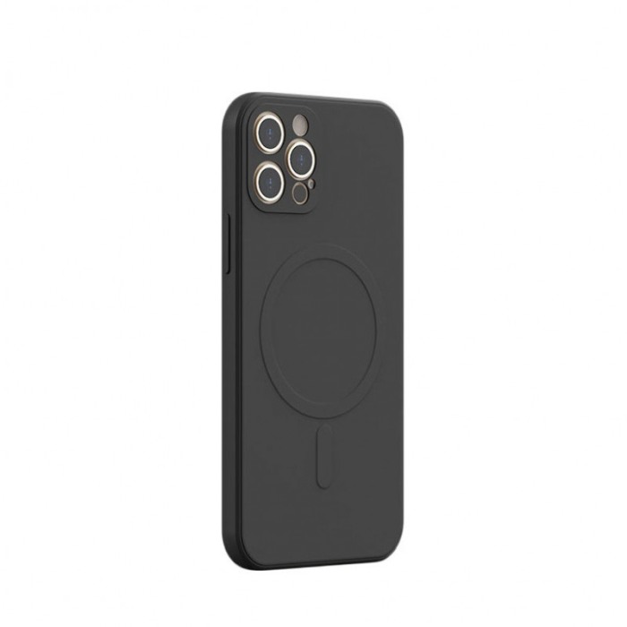 Husa compatibila cu iPhone 13 Pro din silicon, captusita cu microfibra, design modern, negru, marime 6.1 inch [1]