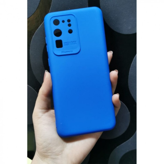Husa compatibila cu Samsung Galaxy S20 Ultra 5G, captusita cu microfibra, Liquid Silicone, 6.9 inch, albastru regal [2]