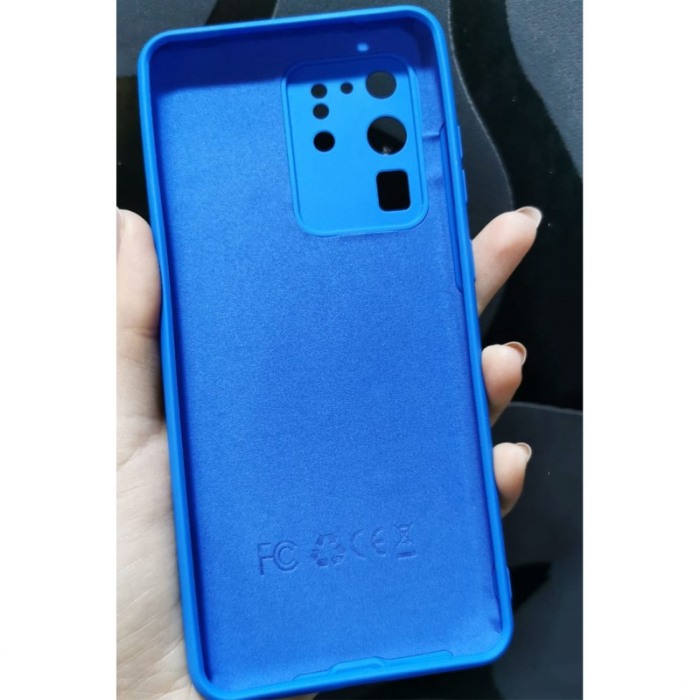 Husa compatibila cu Samsung Galaxy S20 Ultra 5G, captusita cu microfibra, Liquid Silicone, 6.9 inch, albastru regal [4]