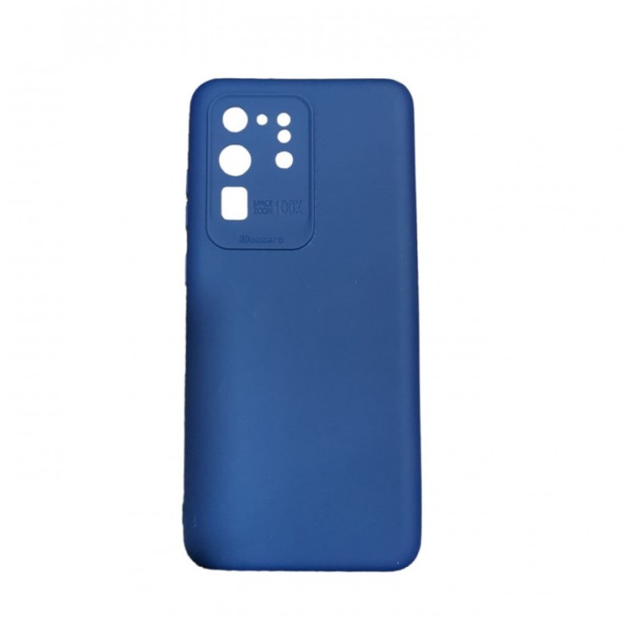 Husa compatibila cu Samsung Galaxy S20 Ultra 5G, captusita cu microfibra, Liquid Silicone, 6.9 inch, bleumarin [1]