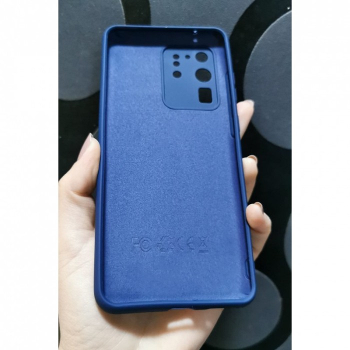 Husa compatibila cu Samsung Galaxy S20 Ultra 5G, captusita cu microfibra, Liquid Silicone, 6.9 inch, bleumarin [3]