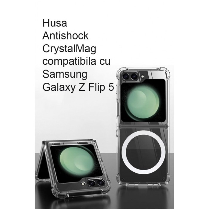 Husa compatibila cu Samsung Galaxy Z Flip 5 CrystalMag, magnetica, compatibila incarcatoarelor Qi si accesorilor MagSafe, Doty® [7]