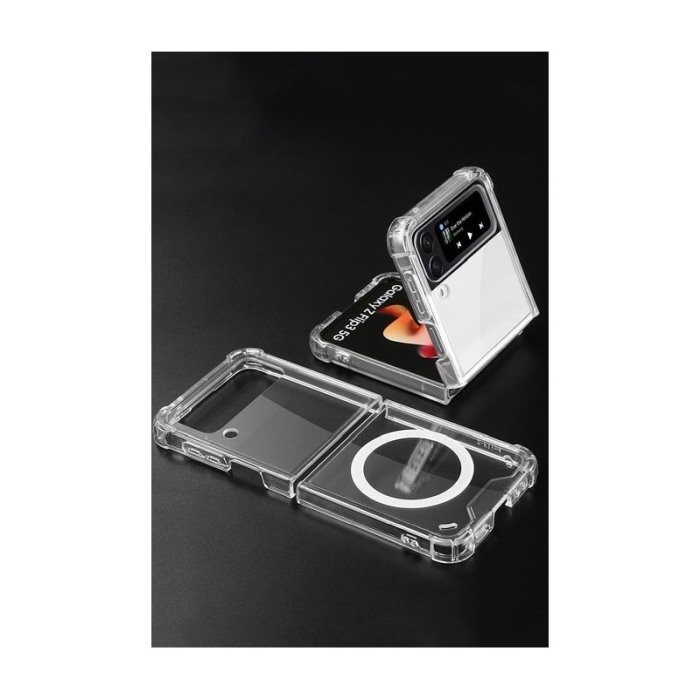 Husa compatibila cu Samsung Galaxy Z Flip 5 CrystalMag, magnetica, compatibila incarcatoarelor Qi si accesorilor MagSafe, Doty® [2]