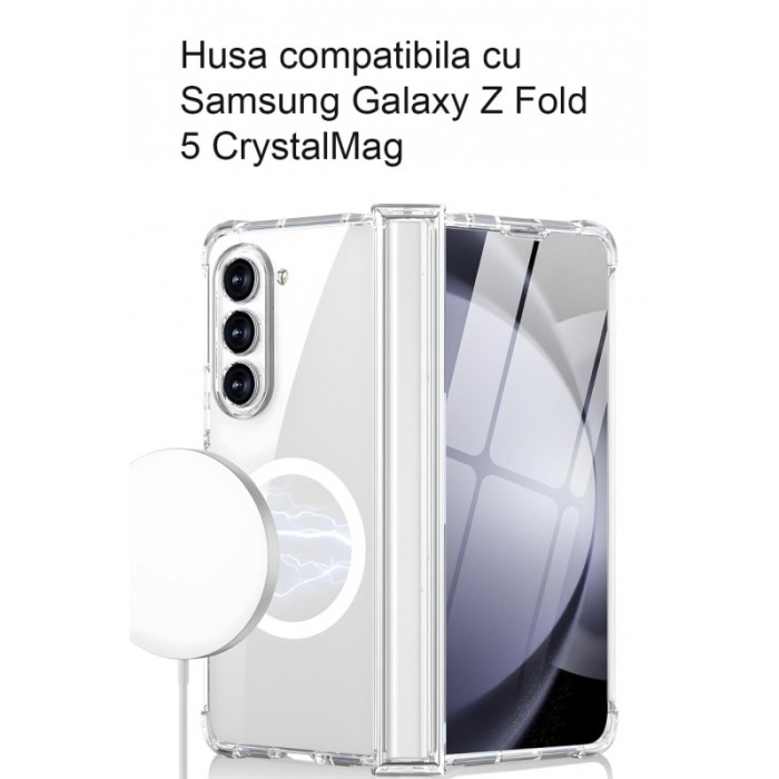Husa compatibila cu Samsung Galaxy Z Fold 5 CrystalMag, magnetica, compatibila incarcatoarelor Qi si accesorilor MagSafe, Doty® [4]