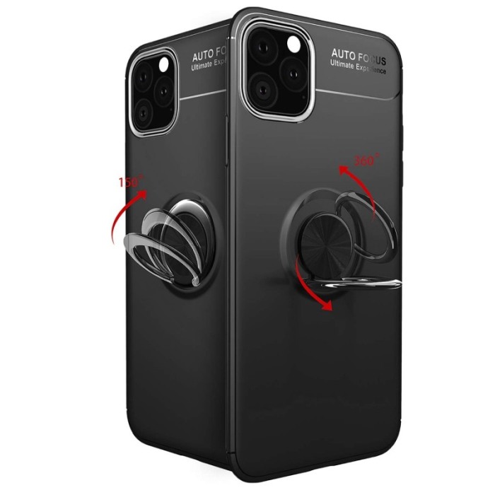 Husa  iPhone 11 , neagru , Suport tip Inel,Inel cu rotatie de 360 grade, Liquid Silicone,  iPhone XI  6.1 inch [1]