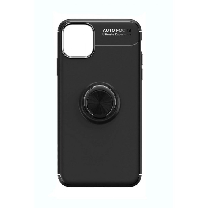 Husa  iPhone 11 , neagru , Suport tip Inel,Inel cu rotatie de 360 grade, Liquid Silicone,  iPhone XI  6.1 inch [3]