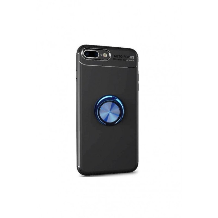 Husa  iPhone 8 Plus , Negru , Suport tip Inel, Inel albastru,Inel cu rotatie de 360 grade, Liquid Silicone [1]