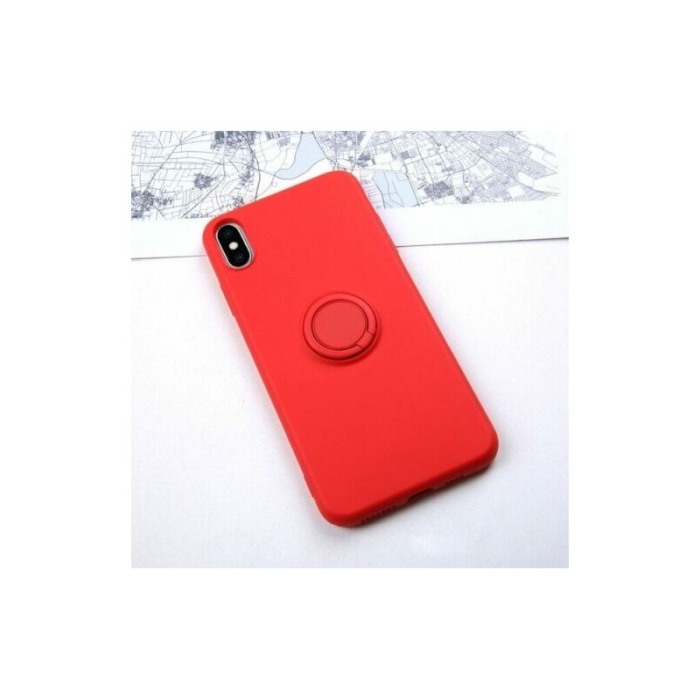 Husa  iPhone XR, rosu , Suport tip Inel, interior captusit cu microfibra, Liquid Silicone [2]