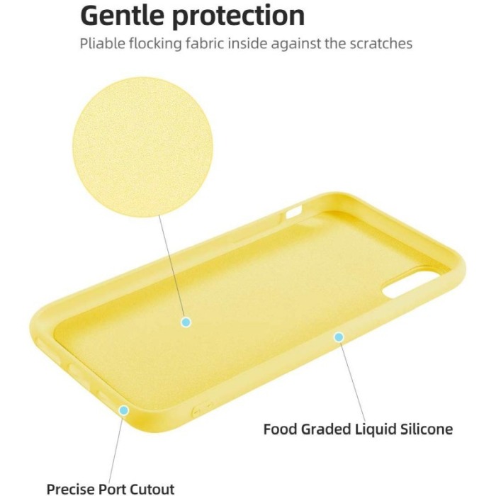 Husa Luxury pentru iPhone Galben Slim cu Inel si pacuta metalica spentru suportul auto , Liquid Silicone iPhone XS [2]