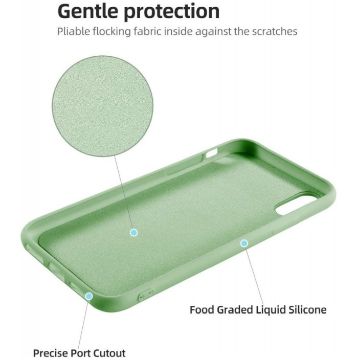 Husa Luxury pentru iPhone Verde Slim cu Inel si pacuta metalica spentru suportul auto , Liquid Silicone iPhone XR [2]