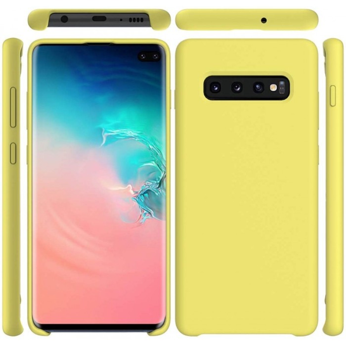 Husa Luxury pentru Samsung  S10P Galben Slim, Liquid Silicone Galaxy S10 PLUS [5]