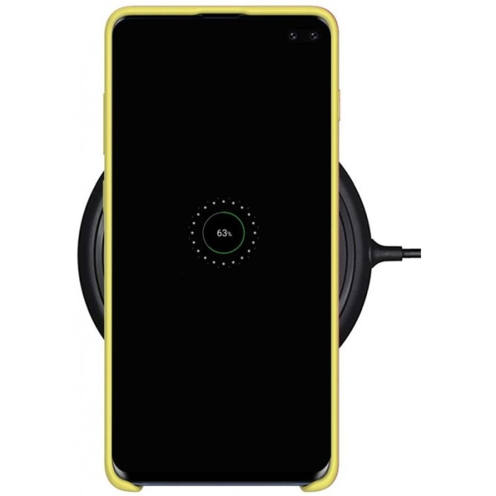 Husa Luxury pentru Samsung  S10P Galben Slim, Liquid Silicone Galaxy S10 PLUS [2]