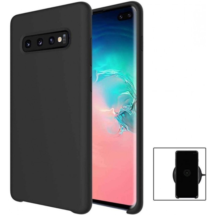 Husa Luxury pentru Samsung  S10P Negru Slim, Liquid Silicone Galaxy S10 PLUS [6]