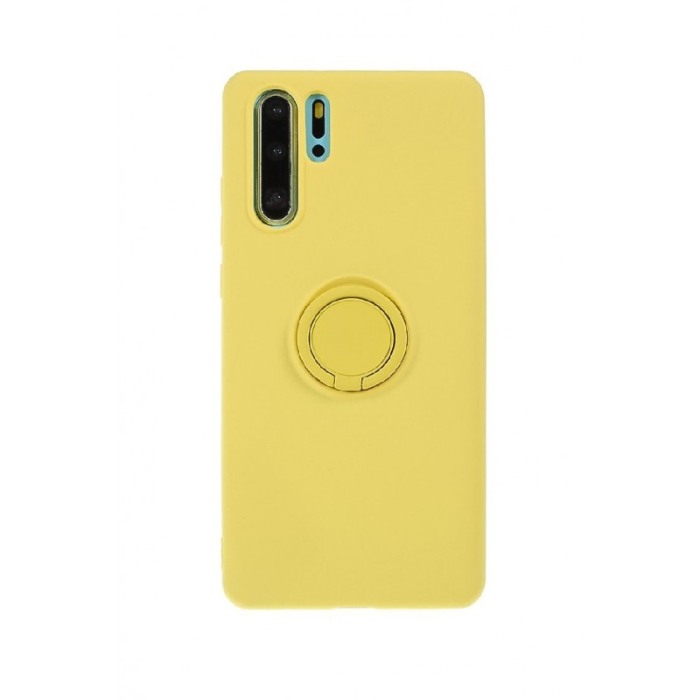 Husa pentru  Huawei P30 Pro  , galben, Suport tip Inel,captusita cu microfibra, Liquid Silicone [2]