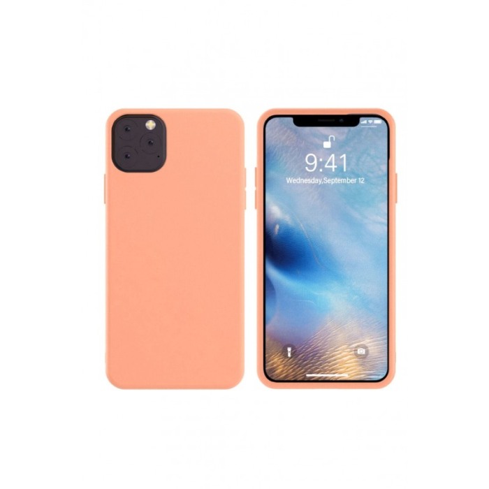 Husa pentru iPhone 11  6.1 inch, corai deschis  , captusita cu microfibra, Liquid Silicone marime de  6.1 inch [1]