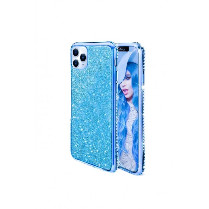 Husa pentru iPhone 11 Pro Max 6.5 inch, ,Bling Sparklyn cu Glitter, Bling Diamond , albastru [3]