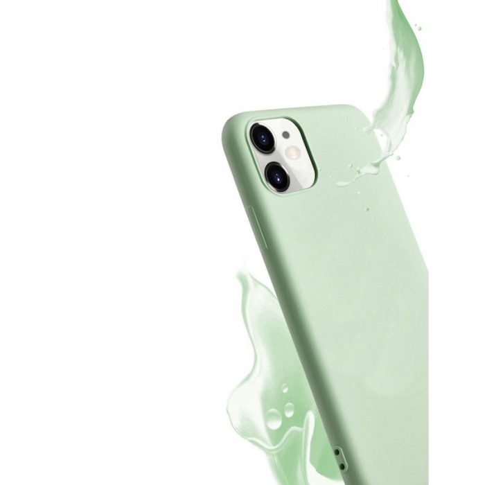 Husa pentru iPhone 11,verde  , captusita cu microfibra, Liquid Silicone marime de  6.1 inch [1]