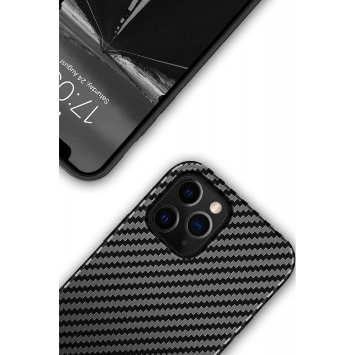 Husa pentru Iphone 12 Max, negru, Liquid Silicone, design modern tip carbon, marime 6.1 inch,Doty [7]