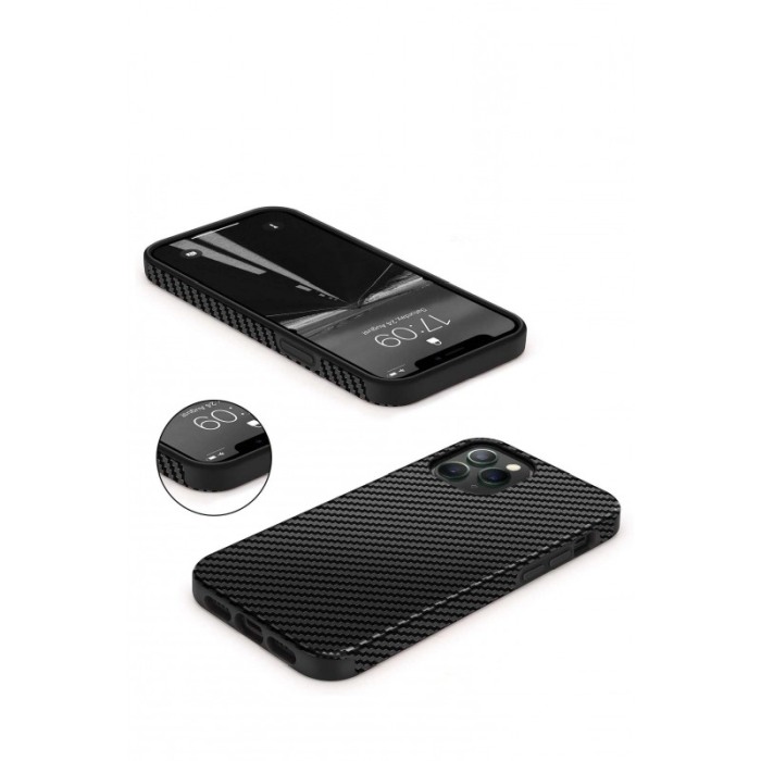 Husa pentru Iphone 12 Pro Max, negru, Liquid Silicone, design modern tip carbon, marime 6.7 inch,Doty [5]