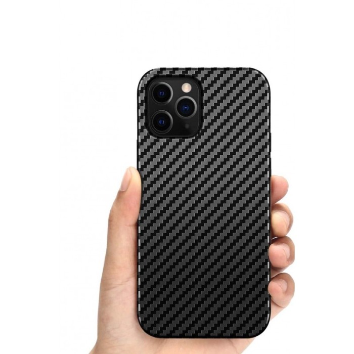 Husa pentru Iphone 12 Pro Max, negru, Liquid Silicone, design modern tip carbon, marime 6.7 inch,Doty [6]