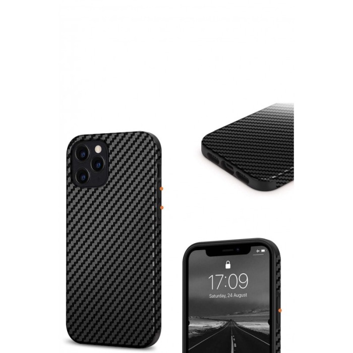 Husa pentru Iphone 12 Pro Max, negru, Liquid Silicone, design modern tip carbon, marime 6.7 inch,Doty [11]