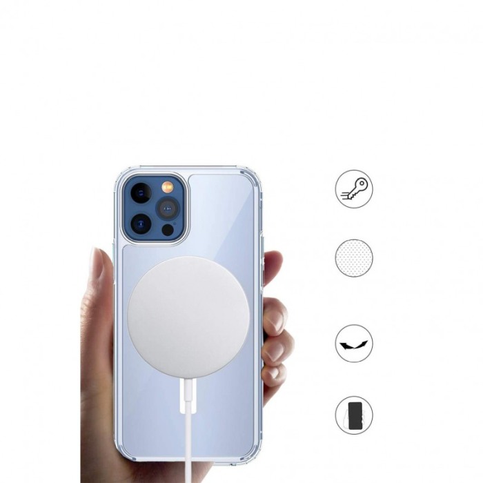 Husa pentru iPhone 13 Pro CrystalMag, compatibila incarcatoarelor Qi si accesorilor MagSafe , 6.1 inch, transparenta [4]