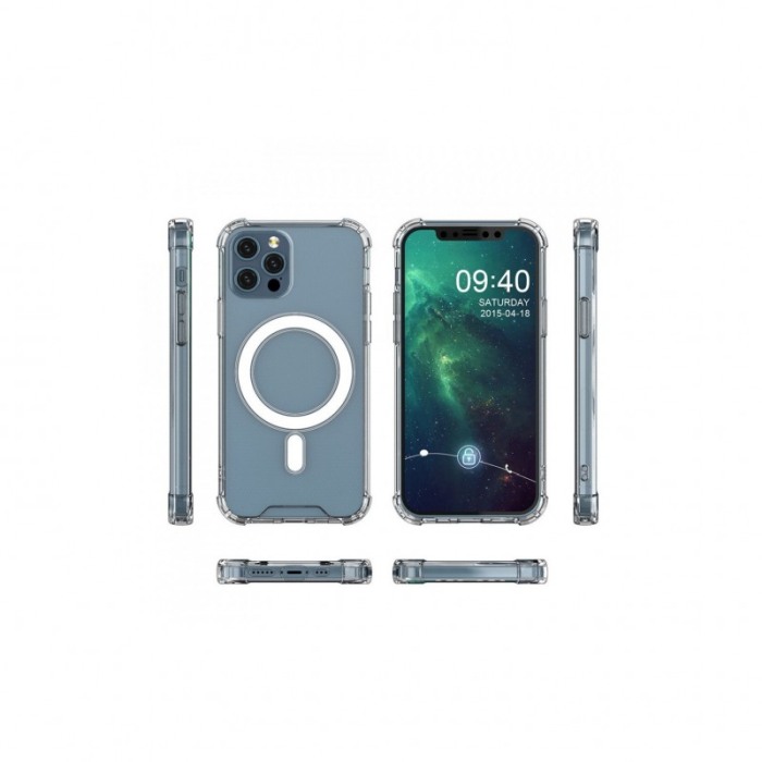 Husa pentru iPhone 13 Pro Max CrystalMag, compatibila incarcatoarelor Qi si accesorilor MagSafe , 6.7 inch, transparenta [8]