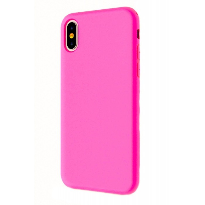 Husa pentru iPhone X ,Roz neon , captusita cu microfibra, Liquid Silicone [3]