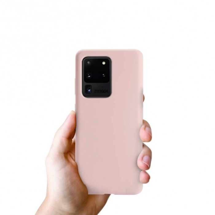 Husa pentru Samsung Galaxy S20 Ultra,crem,  captusita cu microfibra, Liquid Silicone, 6.9 inch [3]
