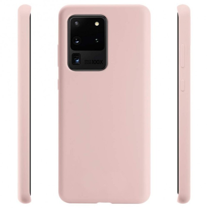 Husa pentru Samsung Galaxy S20 Ultra,crem,  captusita cu microfibra, Liquid Silicone, 6.9 inch [2]