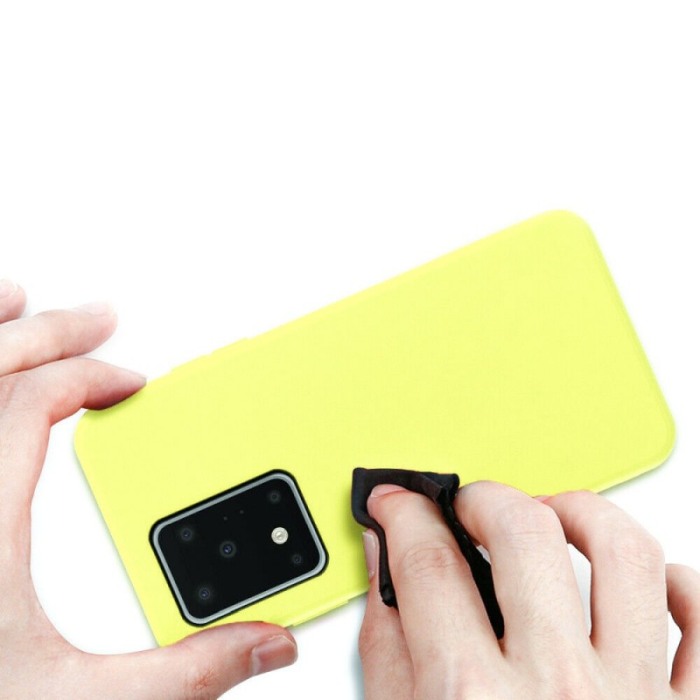 Husa pentru Samsung Galaxy S20 Ultra,galben,  captusita cu microfibra, Liquid Silicone, 6.9 inch [1]