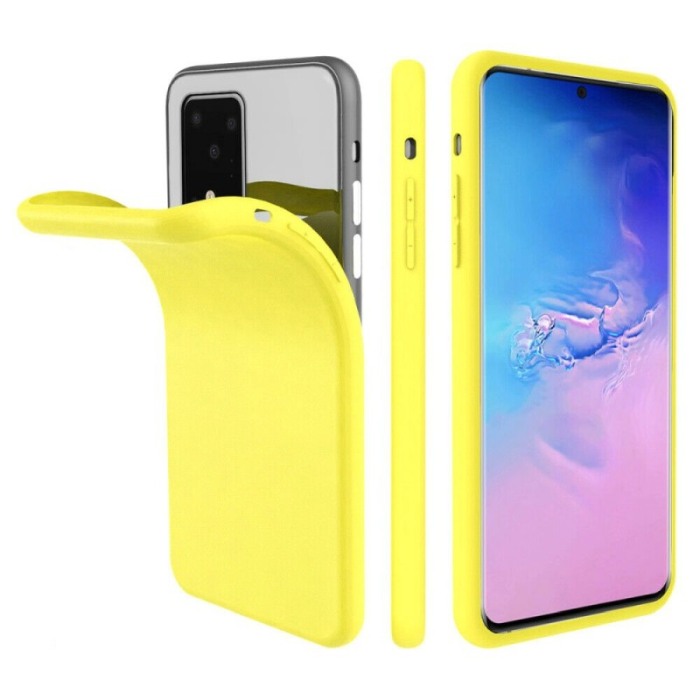 Husa pentru Samsung Galaxy S20 Ultra,galben,  captusita cu microfibra, Liquid Silicone, 6.9 inch [4]
