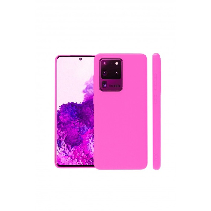 Husa pentru Samsung Galaxy S20 Ultra,roz neon,  captusita cu microfibra, Liquid Silicone, 6.9 inch [3]