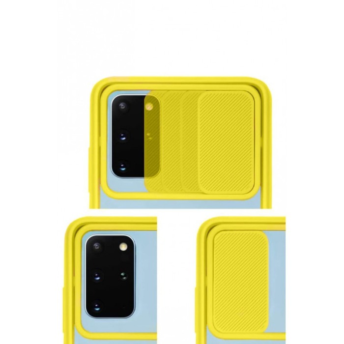 Husa pentru Samsung S20 Ultra 6.9 inch,spate transparent ,material rezistent, capac glisant pentru protectia camerei,galben [4]