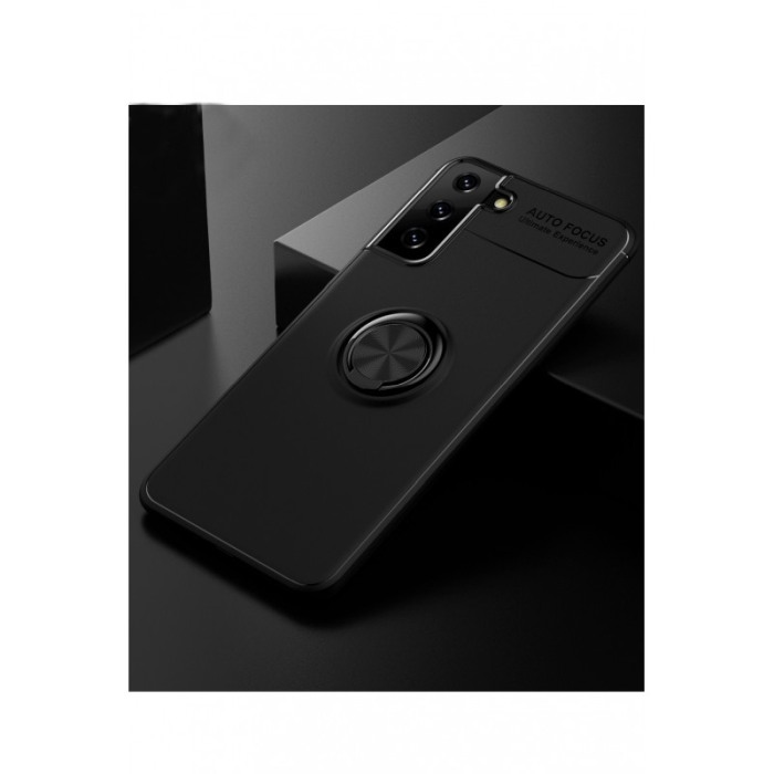 Husa pentru Samsung S21 Plus, suport tip inel cu rotatie de 360 grade, Liquid Silicone, 6.7 inch, negru [4]