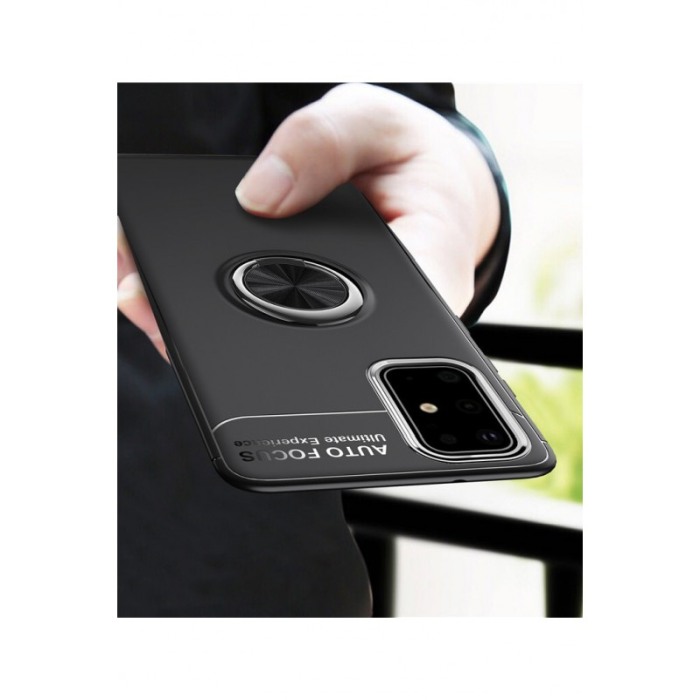 Husa pentru Samsung S21, suport tip inel cu rotatie de 360 grade, Liquid Silicone, 6.3 inch, negru [3]