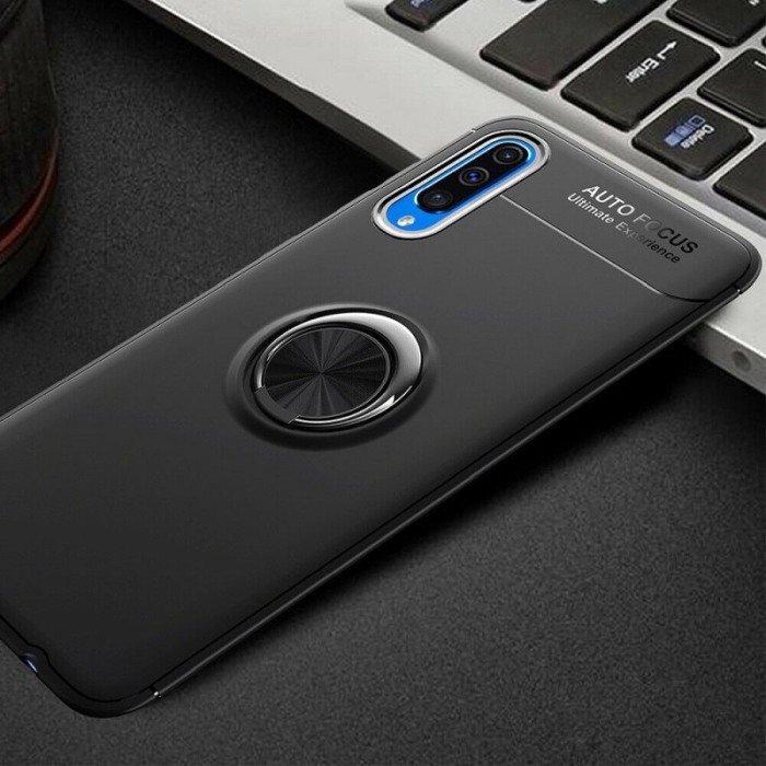 Husa Samsung  Galaxy A40  , negru , Suport tip Inel,Inel cu rotatie de 360 grade, Liquid Silicone [3]
