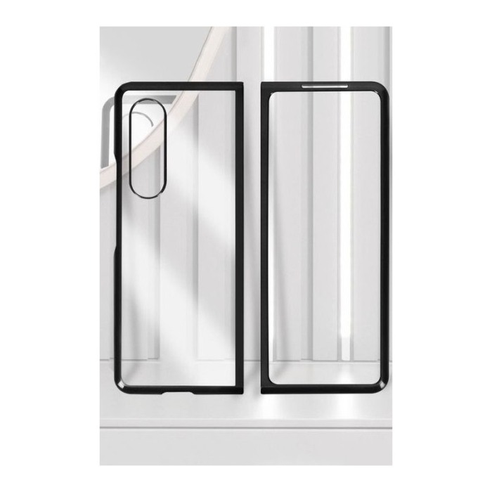 Husa TransFold compatibila cu Samsung Galaxy Z Fold 3, decupaje precise, material dur, transparenta cu margini negre [3]