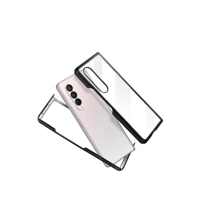 Husa TransFold compatibila cu Samsung Galaxy Z Fold 3, decupaje precise, material dur, transparenta cu margini negre [2]