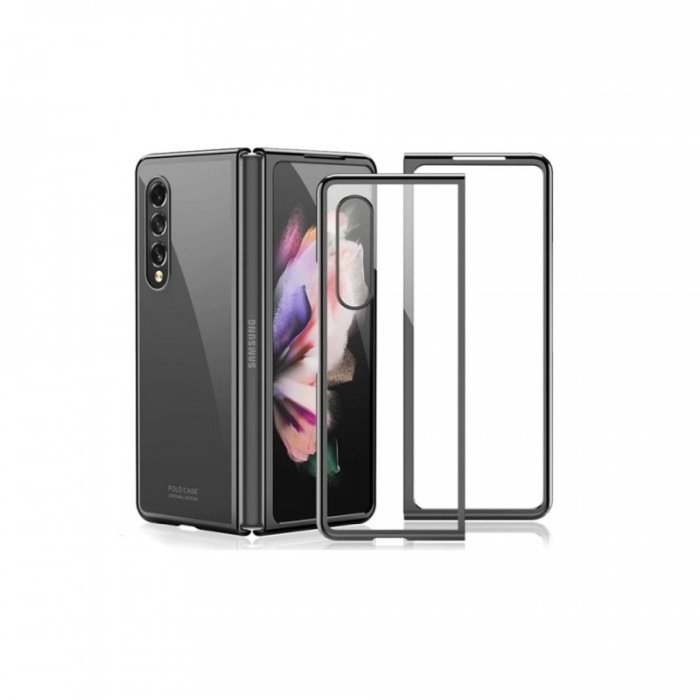 Husa TransFold compatibila cu Samsung Galaxy Z Fold 3, decupaje precise, material dur, transparenta cu margini negre [4]