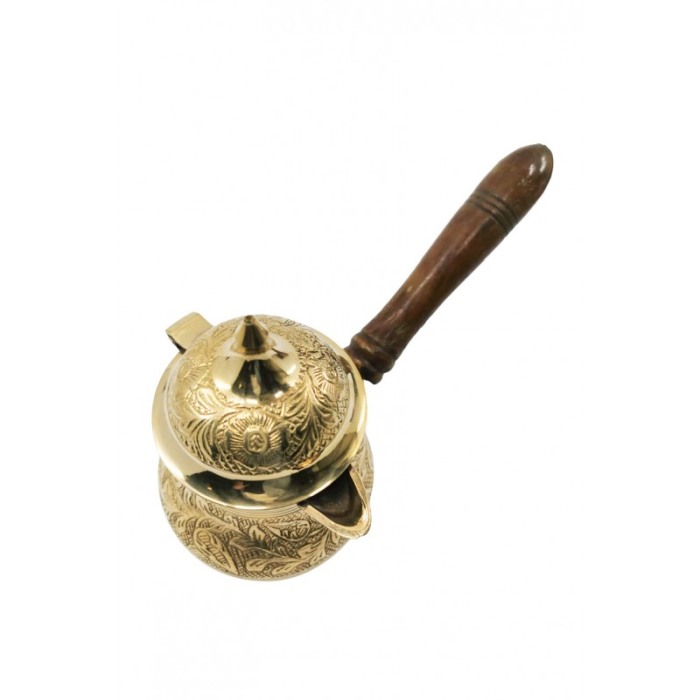 Ibric manual de cafea arabesc Zahra Coffee Doty®, din alama, maner din lemn, pentru aragaz, plita sau nisip, handmade, 250 ml [8]