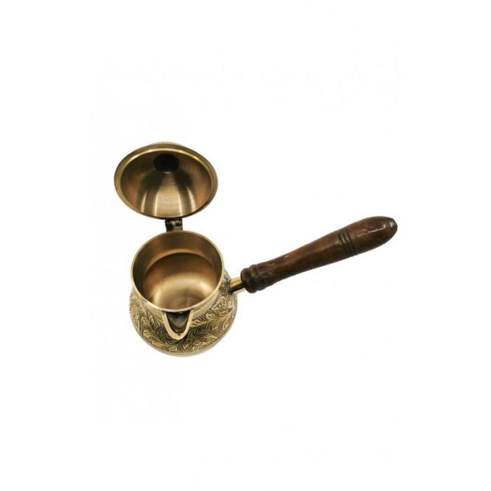 Ibric manual de cafea arabesc Zahra Coffee Doty®, din alama, maner din lemn, pentru aragaz, plita sau nisip, handmade, 250 ml [6]