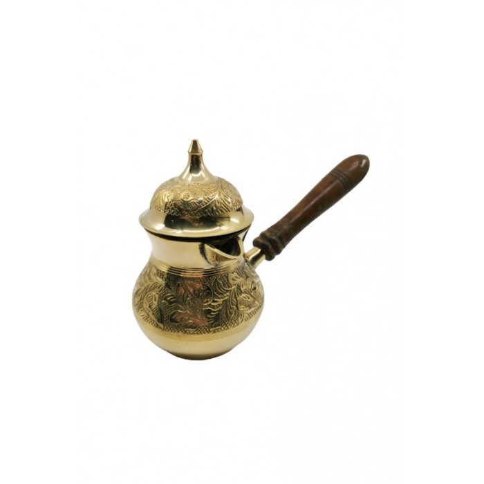 Ibric manual de cafea arabesc Zahra Coffee Doty®, din alama, maner din lemn, pentru aragaz, plita sau nisip, handmade, 350 ml [5]