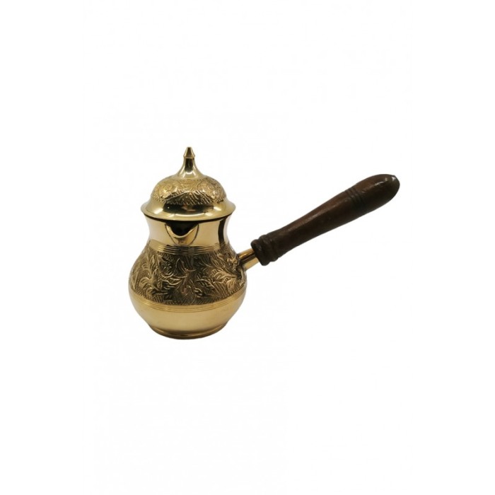 Ibric manual de cafea arabesc Zahra Coffee Doty®, din alama, maner din lemn, pentru aragaz, plita sau nisip, handmade, 350 ml [1]